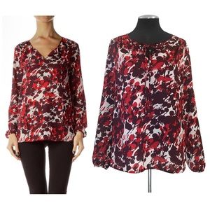J.Crew - Dark Poppy Floral Tie Front Blouse – E4505